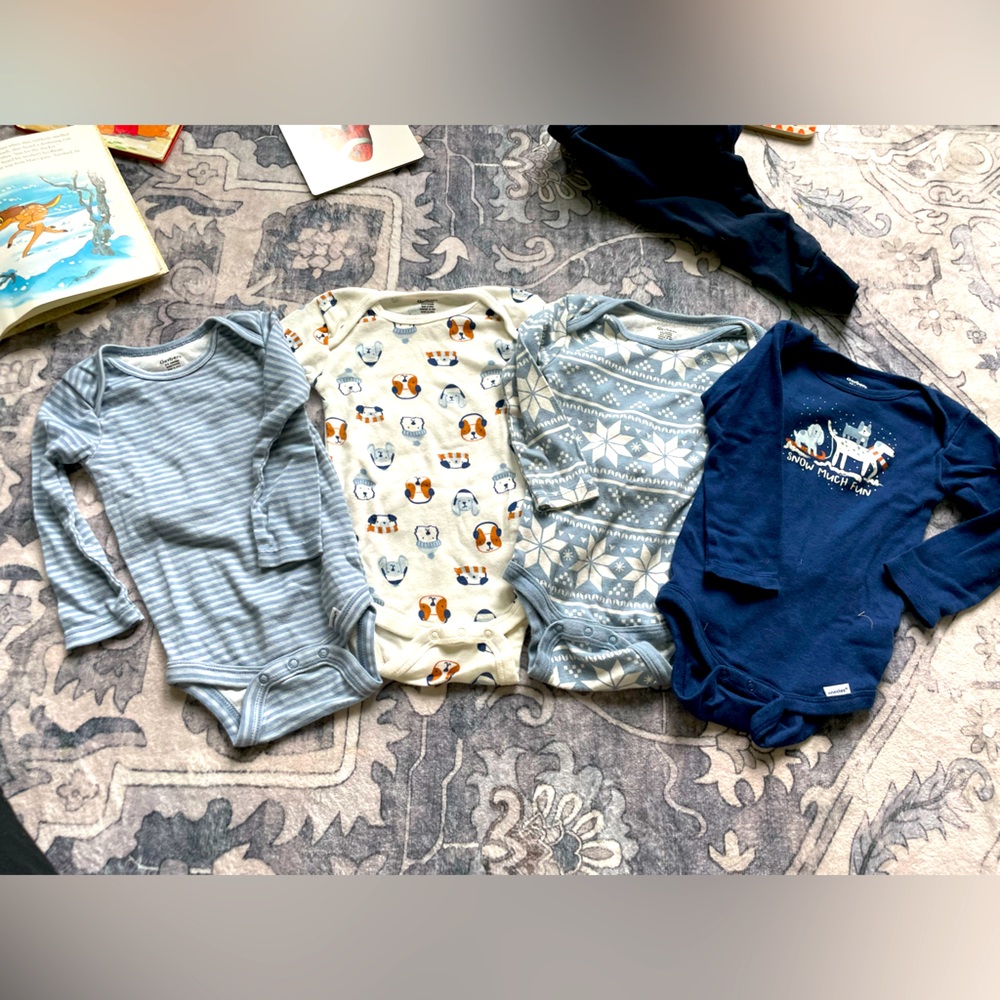 Set of Four GERBER Baby Long Sleeve Bodysuits